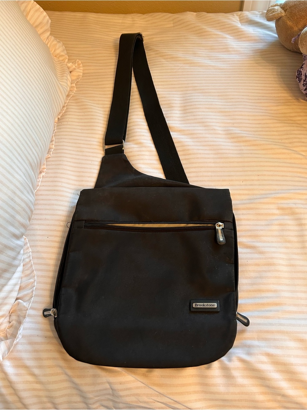 Brookstone Black Crossbody Messenger Bag